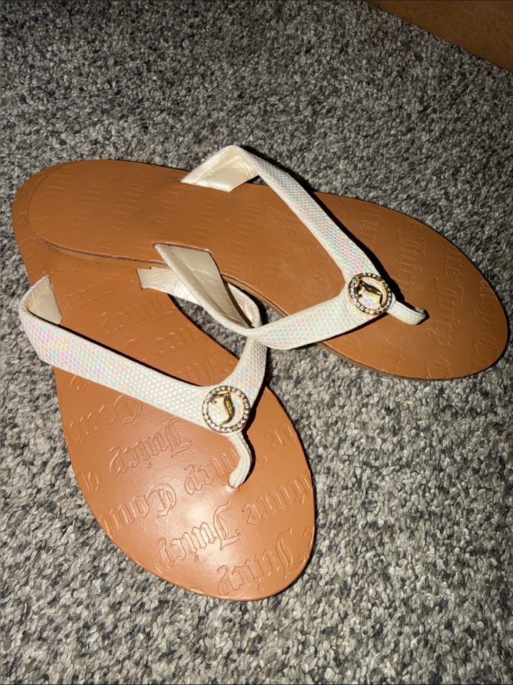 Juicy Couture White Strap Sandal with Gold Logo
